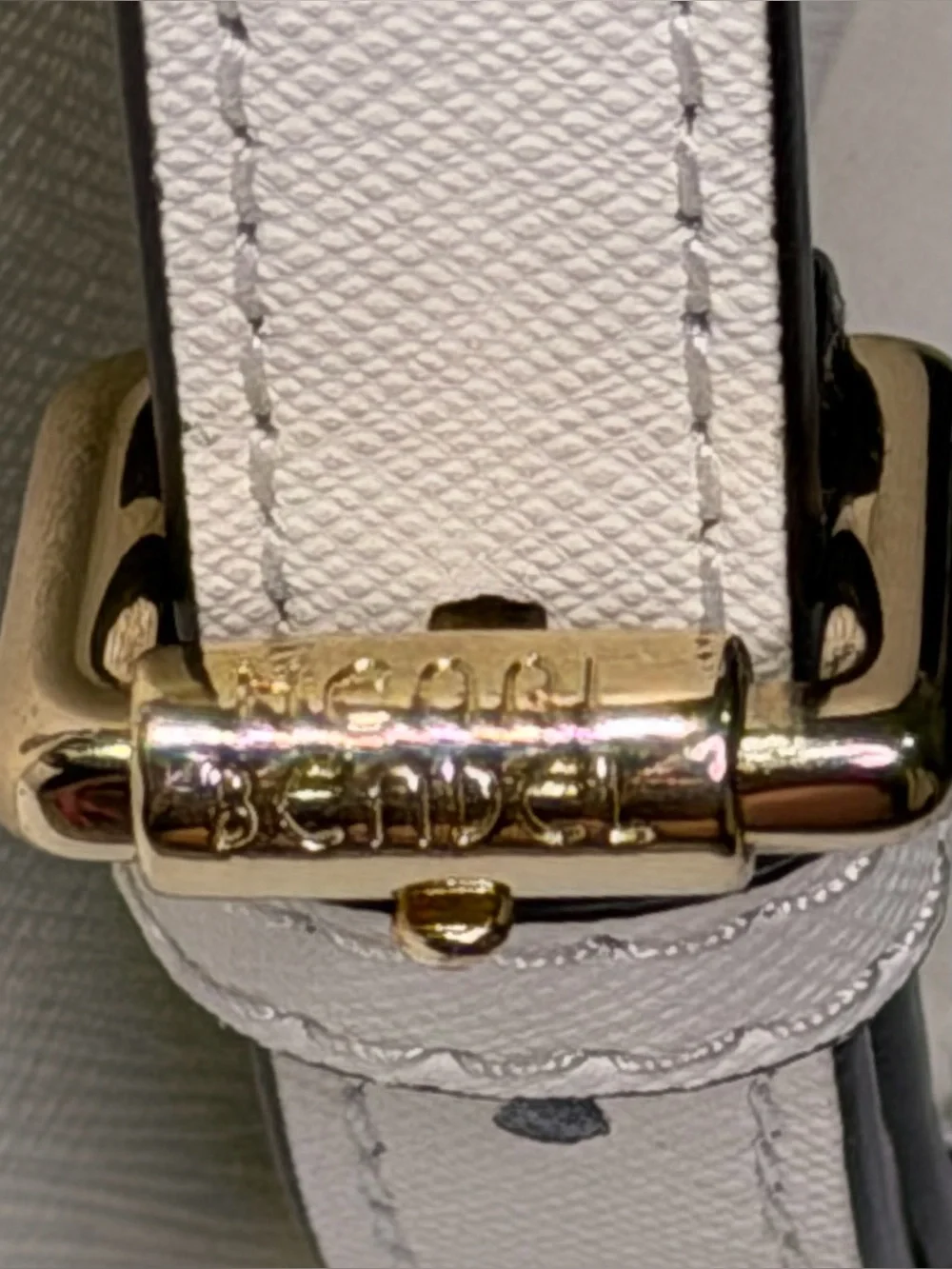 Henri Bendel West 57th Large Ivory Saffiano Leather Satchel Crossbody With Strap